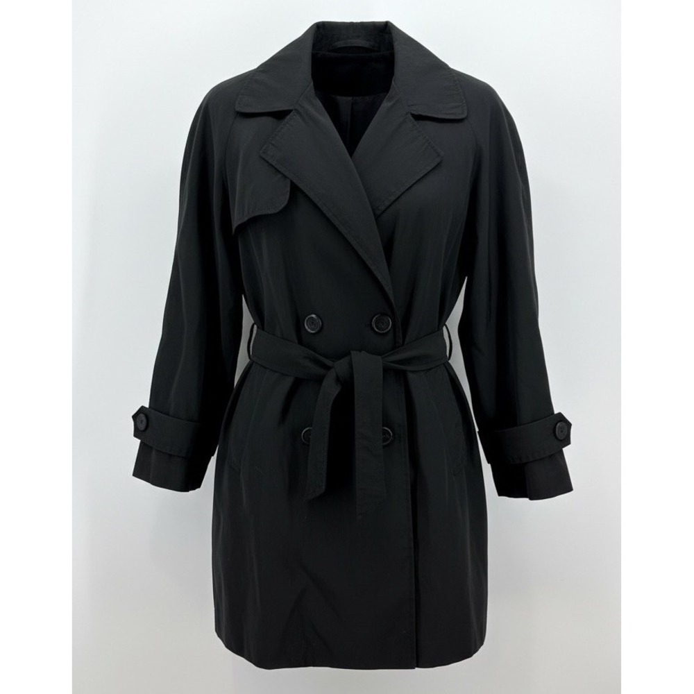 Orvis Black Double-Breasted Trench Coat with Belt